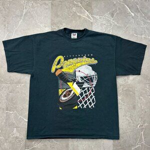 90s Vintage Pittsburgh Penguins Graphic Tee Mens 2XL XXL NHL Hockey Short Sleeve